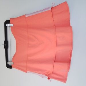 Lucky In Love Skort Neon Orange Ruched Tier Short Golf Tennis Size Medium 8-10
